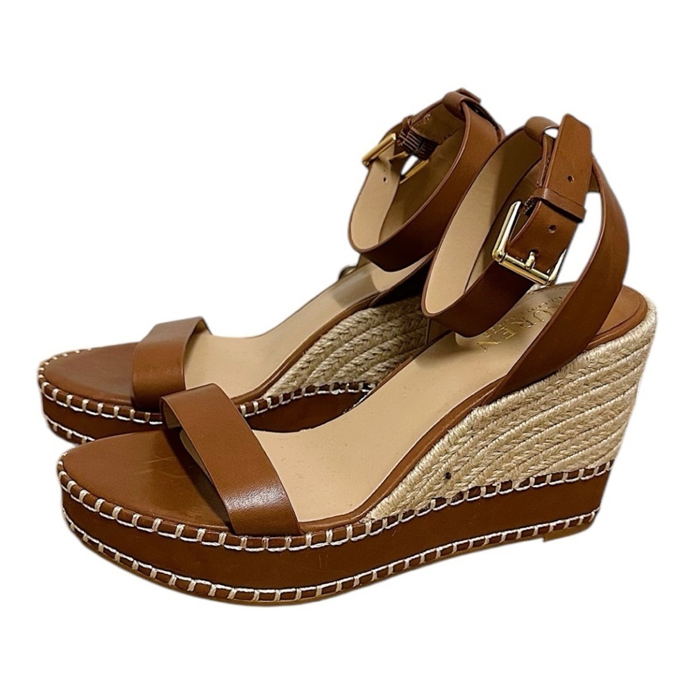 LAUREN RALPH LAUREN Wedge Platform Open Toes Sandals Espadrilles